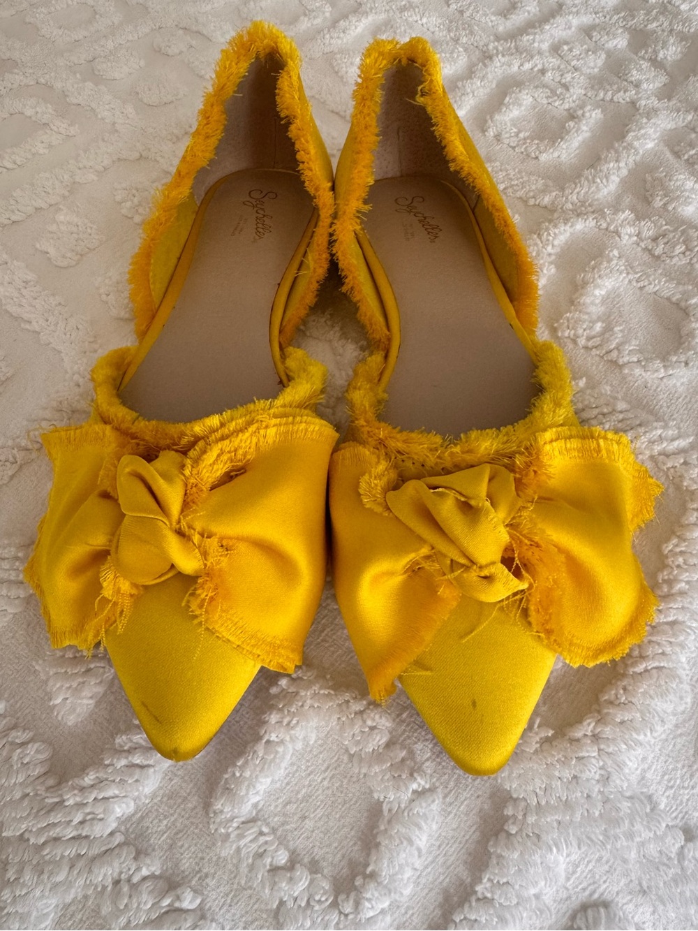 Anthropologie Seychelles Bright Yellow Bow Bed & Breakfast Shoes - Picture 5 of 10